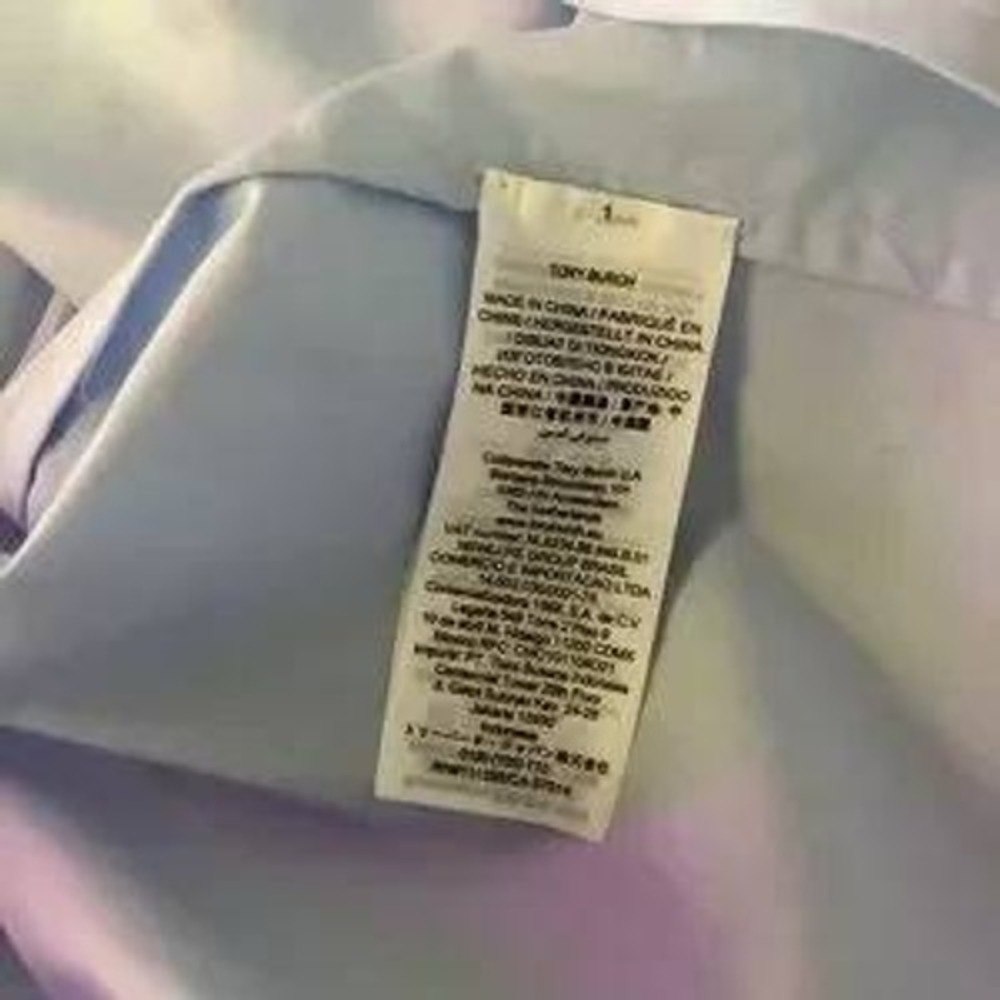 Tory Burch Button-Up Shirt Womens Size L Blue NWT Owl Embroidery Long Sleeve - Picture 11 of 12